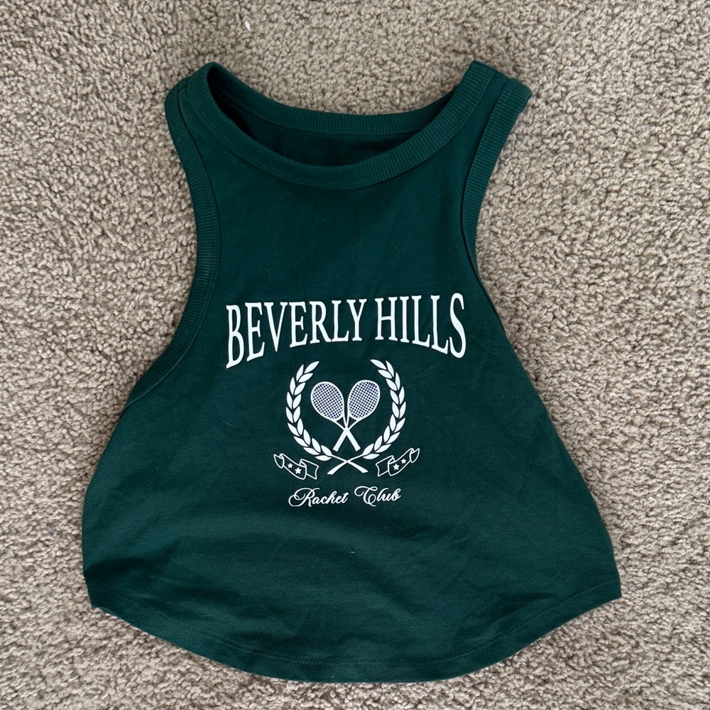 wild fable Dark Green Beverly Hills Muscle Tee with White Graphic
